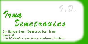 irma demetrovics business card